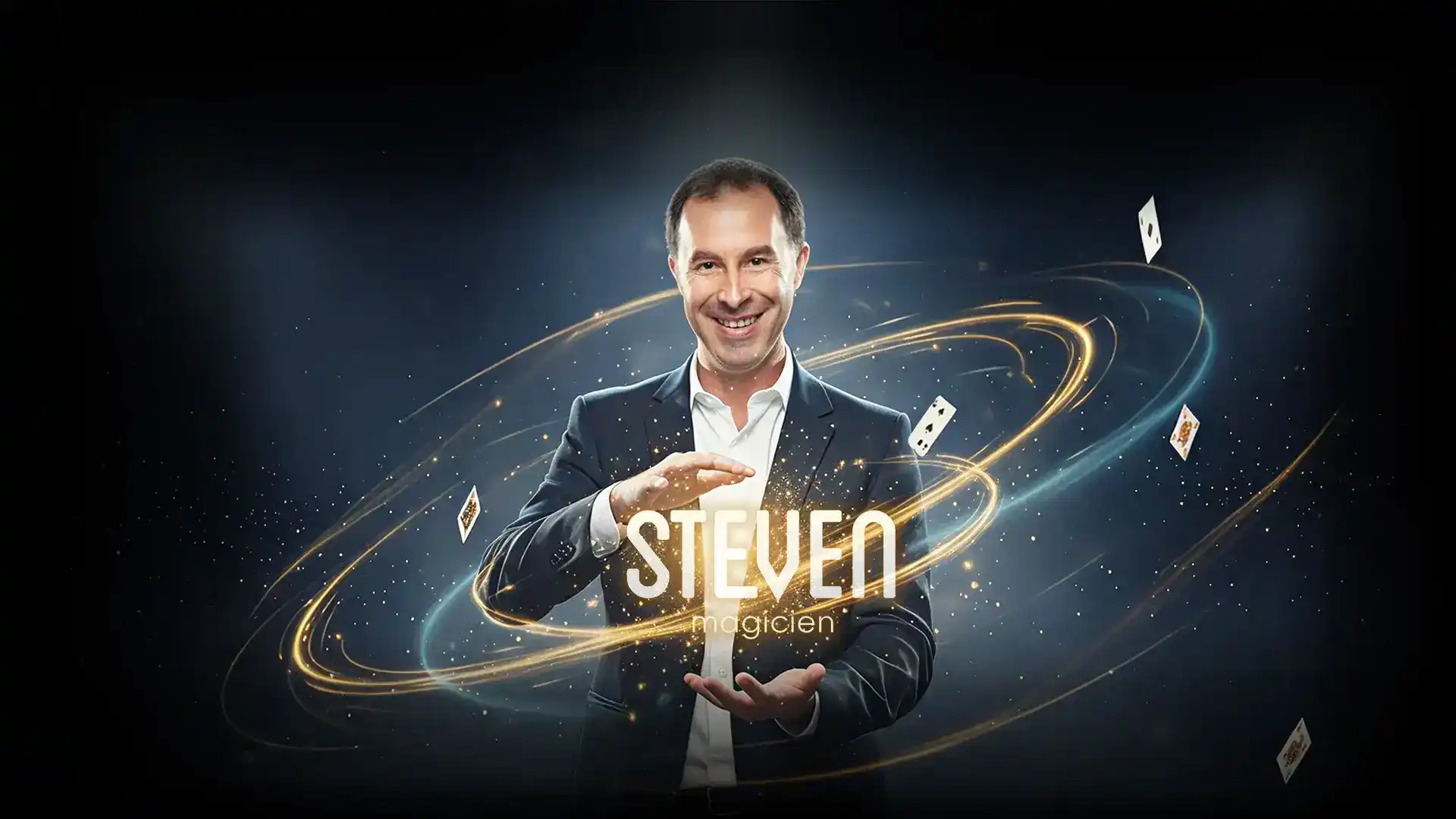 Steven, magicien en Alsace à Strasbourg, réalisant un tour de magie sur scène