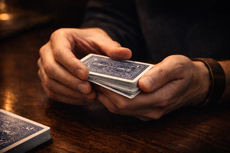 Tenue des mains et gestes de base en magie des cartes